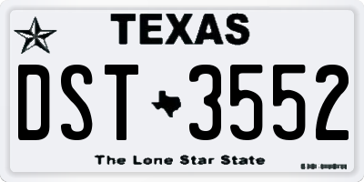 TX license plate DST3552