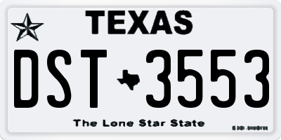TX license plate DST3553