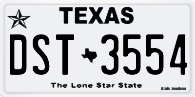 TX license plate DST3554