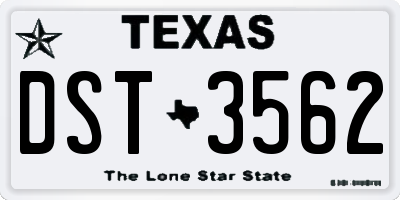TX license plate DST3562