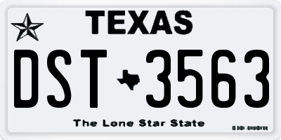TX license plate DST3563