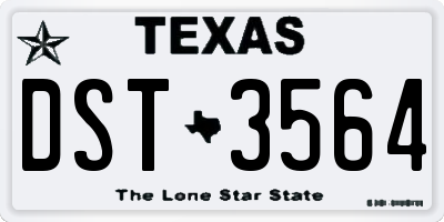 TX license plate DST3564
