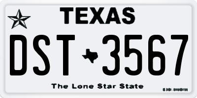 TX license plate DST3567