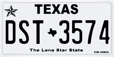 TX license plate DST3574