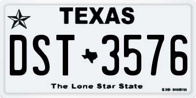 TX license plate DST3576