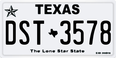 TX license plate DST3578