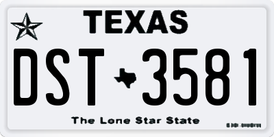 TX license plate DST3581