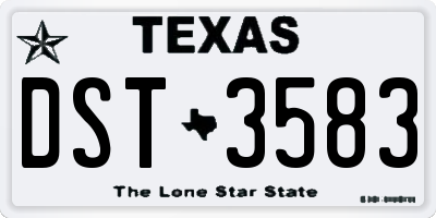 TX license plate DST3583