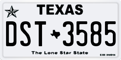 TX license plate DST3585