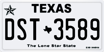 TX license plate DST3589