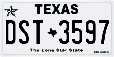 TX license plate DST3597