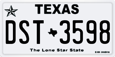 TX license plate DST3598