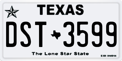 TX license plate DST3599