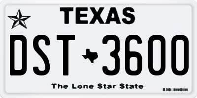 TX license plate DST3600