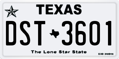 TX license plate DST3601
