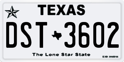 TX license plate DST3602