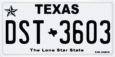 TX license plate DST3603