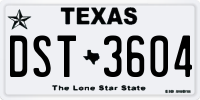 TX license plate DST3604