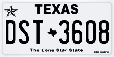 TX license plate DST3608
