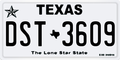 TX license plate DST3609