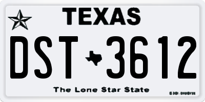 TX license plate DST3612
