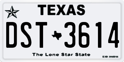 TX license plate DST3614