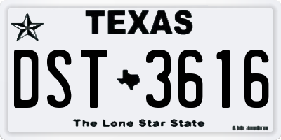 TX license plate DST3616