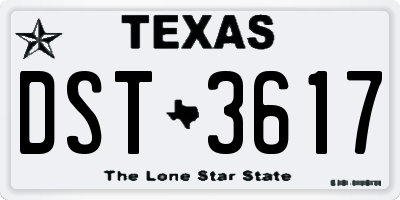 TX license plate DST3617