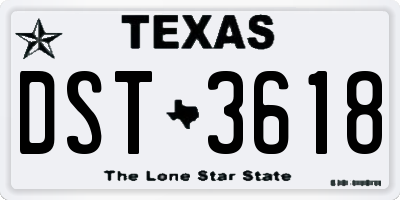 TX license plate DST3618
