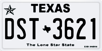 TX license plate DST3621