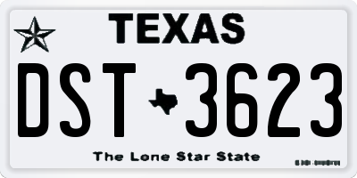 TX license plate DST3623