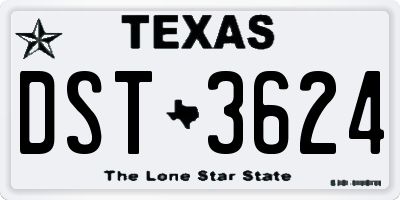 TX license plate DST3624