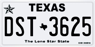 TX license plate DST3625