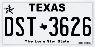 TX license plate DST3626