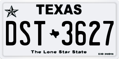 TX license plate DST3627