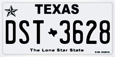 TX license plate DST3628