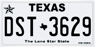 TX license plate DST3629