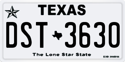 TX license plate DST3630