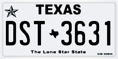 TX license plate DST3631