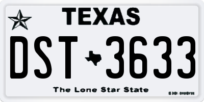 TX license plate DST3633