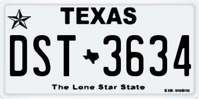TX license plate DST3634