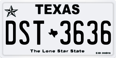 TX license plate DST3636