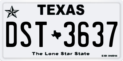 TX license plate DST3637