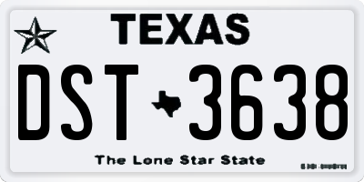 TX license plate DST3638