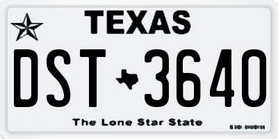 TX license plate DST3640