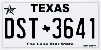 TX license plate DST3641