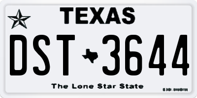 TX license plate DST3644