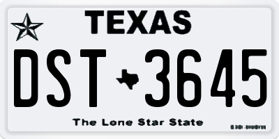 TX license plate DST3645