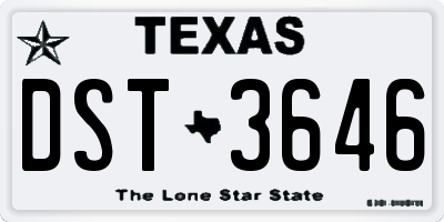 TX license plate DST3646