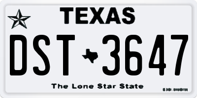 TX license plate DST3647